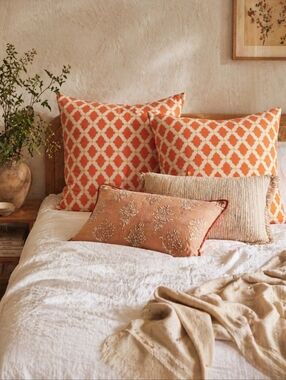 NWT Levtex Mackenzie Euro Shams Set 2 Orange Medallion Coastal Boho